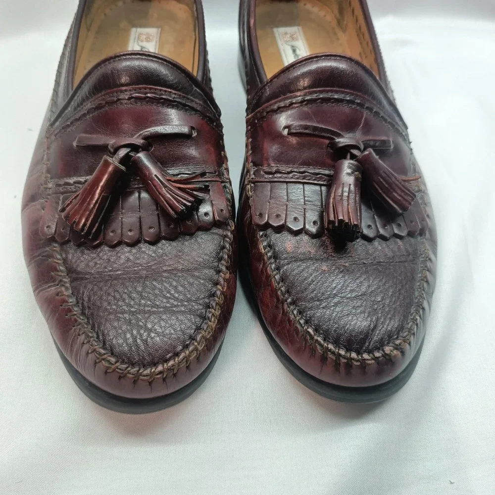 Sandro‎ Moscoloni Mens 10.5 Burgundy Leather Kiltie Tassel Loafers Casual Formal